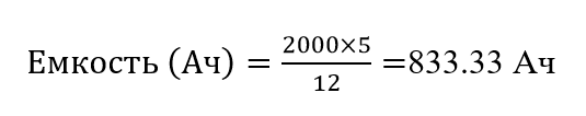 Пример емкости аккумулятора
